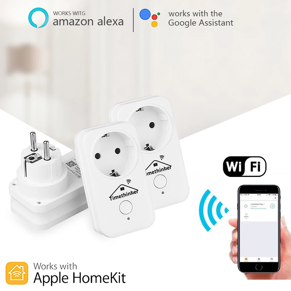 Смарт разъем Timethinker Wi Fi HomKit дистанционное управление через приложение 3 шт.