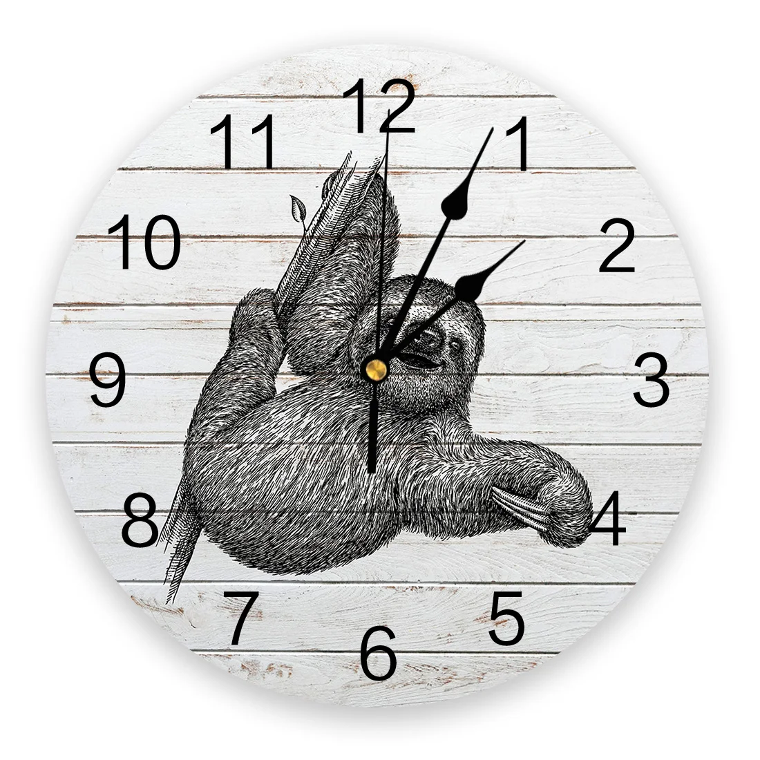 Vintage Wooden Texture Animal Sloth PVC Wall Clock Digital Home Decor Modern Design Living Room | Дом и сад