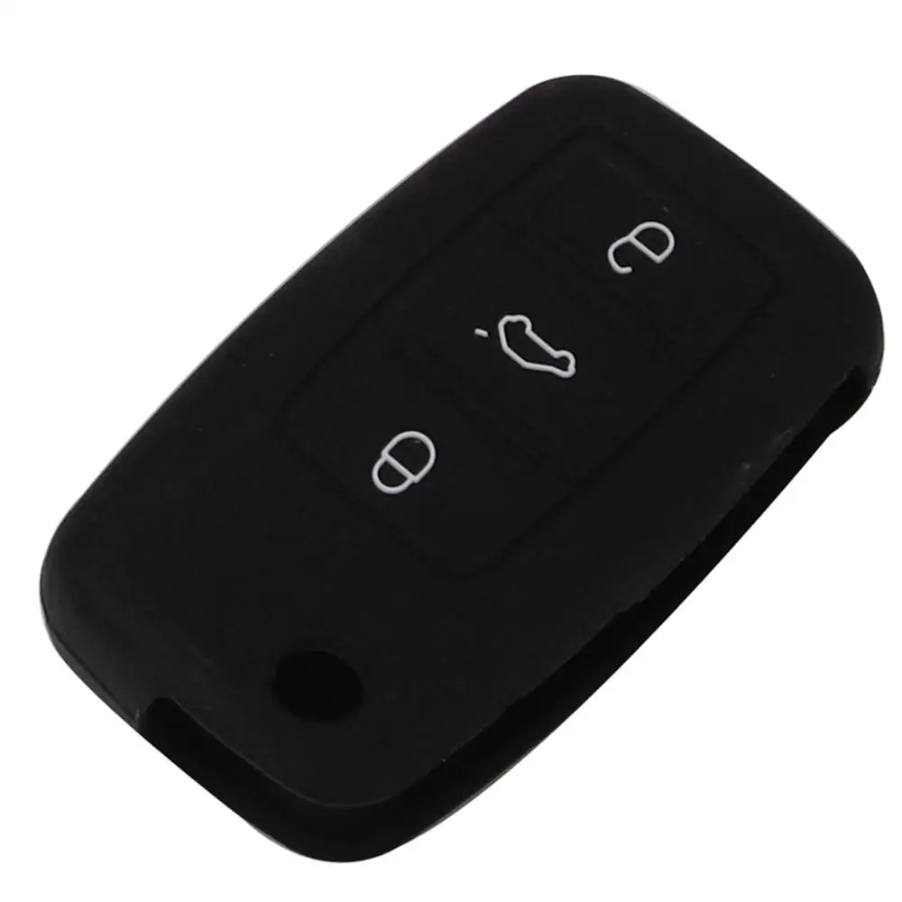 Black Bilchave 30 шт./лот силиконовый для ключа автомобиля чехол fob для VW Гольф Бора поло Passat Skoda Octavia, Fabia сиденье Ibiza Leon 3 кнопки - Название цвета: Black