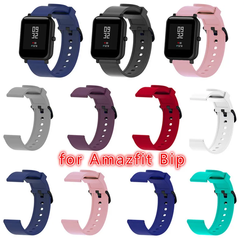 Черный силиконовый спортивный ремешок с пряжкой для Huami Amazfit Bip Смарт-часы 20 мм сменный Браслет умные аксессуары