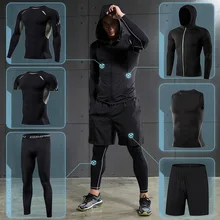 Мужские комплекты для бега, для спортзала, облегающая спортивная одежда, для баскетбола, тренировочный костюм, для фитнеса, бега, спортивная одежда, компрессионная спортивная одежда