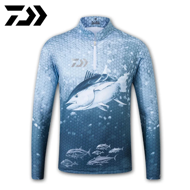 

Daiwa Long Sleeve Ultra-thin Fishing Suit Anti-uv Quick Dry Fishing Clothes Breathable Fishing Shirt Stand Collar Fishing Wear