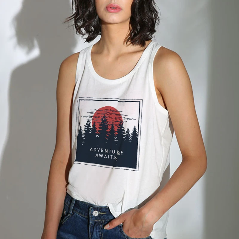 Camisole, женские майки, Vogue Belief Of The Universe, футболка с принтом, Женская Повседневная Свободная майка Harajuku размера плюс, спортивные майки