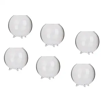 

6pcs Home Decorative Ball Shaped Clear Glass Display Vases Fish Bowl Candleholders Air Plants Hydroponic Pot Terrarium