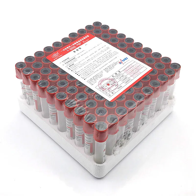 Disposable Sterile Biochemical Vacuum Blood Collection Tube 3ml Empty Vac Tube Vacutainer No Anticoagulant 12*75mm 100 / PK