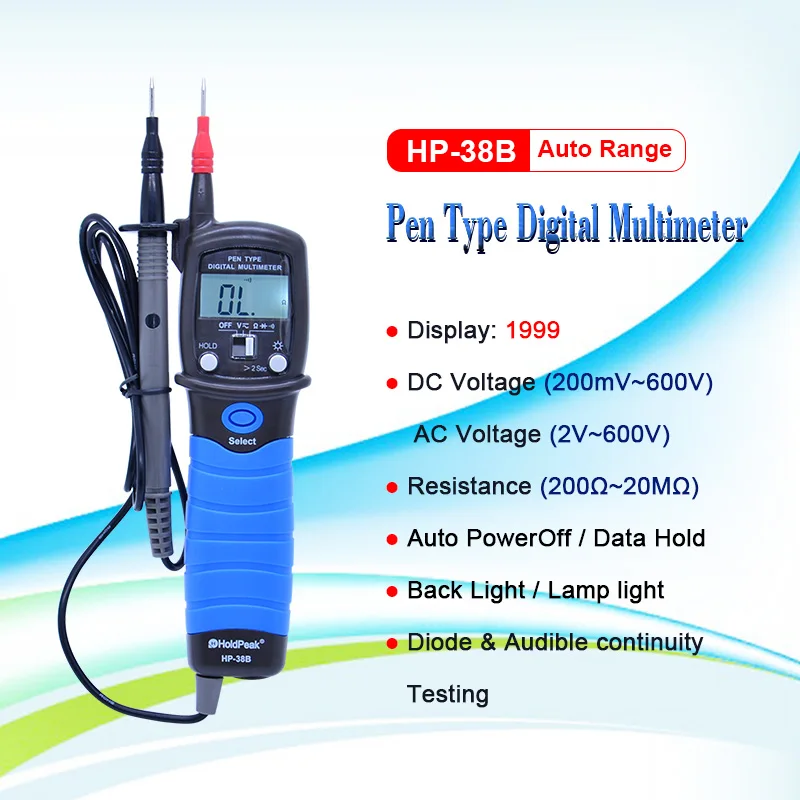 OUTEST HP-38B перьевой цифровой multimete автоматическим переключением 600V AC DC Цифровой вольтметр сопротивление тестер LCD Подсветка мульти тестер