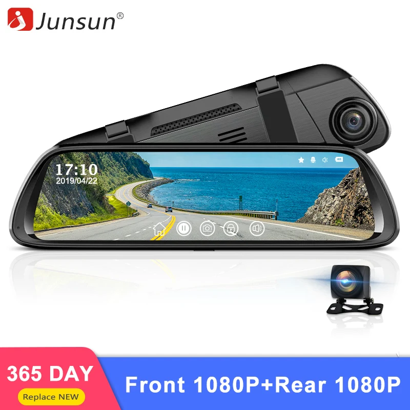 Junsun 9.66" IPS Touch Screen Dual Lens 1080P Car DVR Stream RearView Mirror Dash Camera Dual Lens Night Vision Parking Monitor - Название цвета: H960