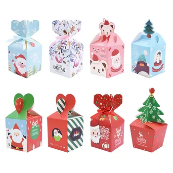 

5Pcs Mini Christams Gift Box Apple Packaging Paper Boxes for Kids Present Xmas Home Party Shop Snack Candy Wrapping Bags
