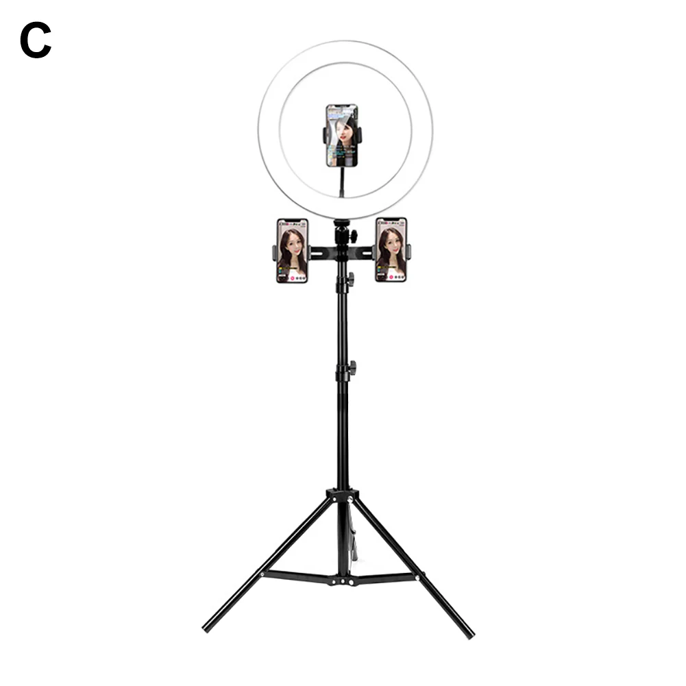 Универсальный круглый светодиодный светильник с кольцом для селфи-штатива - Цвет: C