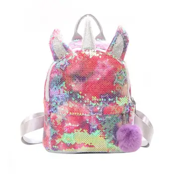 

unicorn backpack mochilas school bags for teenage girls cute sequin backpack fashion colorful cool hair bulb PU mochila pequena