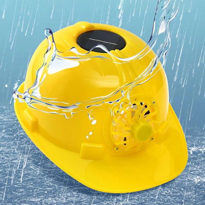 Safety Hard Hat with Solar Fan, Sun Protection Hat, Adjustable Waterproof Cap Style Vented Helmet for Work, Home Construction