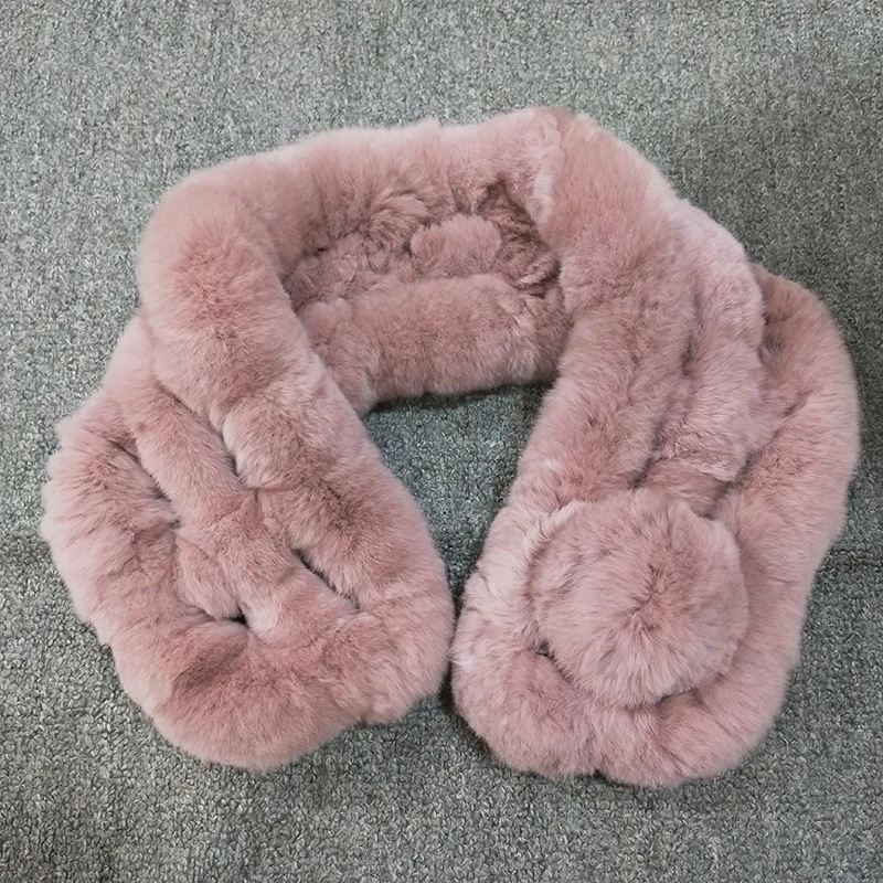 Зимний женский шарф из меха, Модный высококачественный теплый и мягкий удобный женский меховой воротник, роскошное пальто, шарфы - Цвет: Розовый