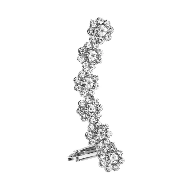 Flower-silver Стимпанк цветок Звезда обертывание клип серьги не пирсинг ухо манжеты Серьги для женщин Резные Бабочка Кристалл спиральный для хряща Brincos - Окраска металла: Flower-silver