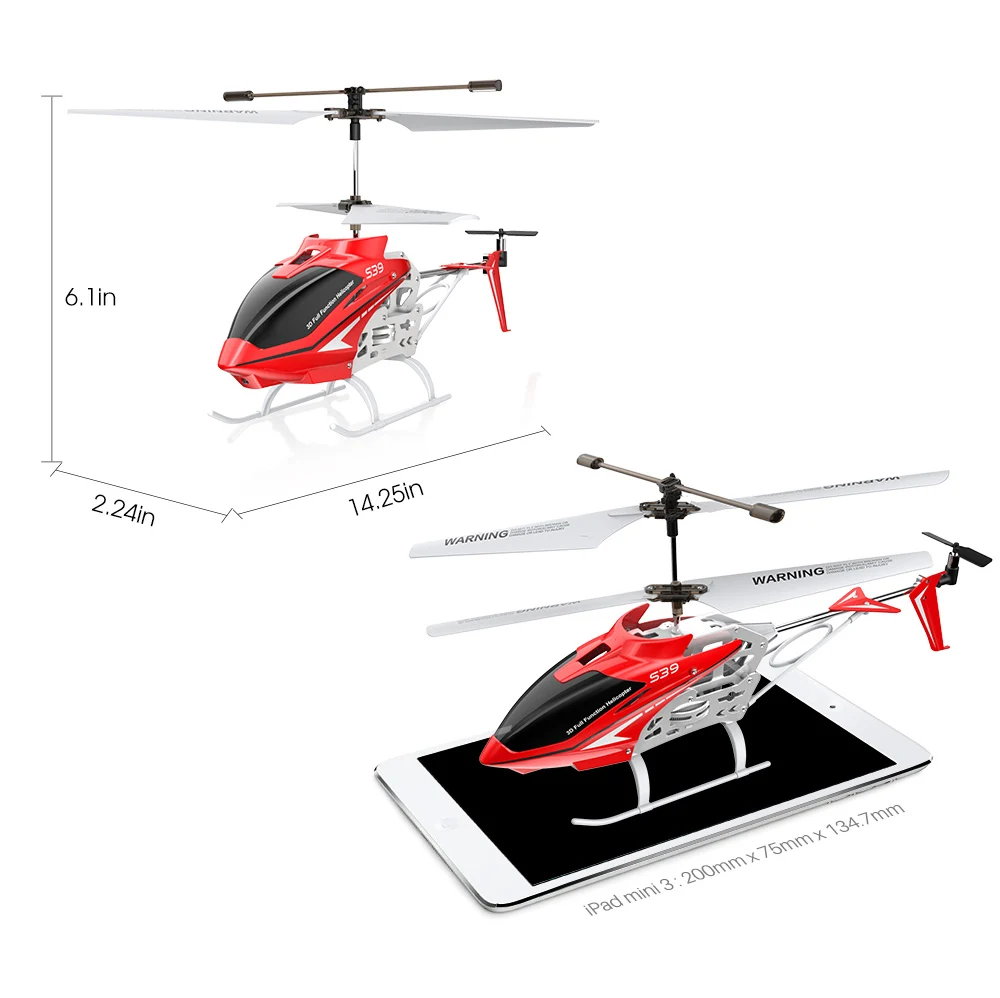 SYMA официальный S39 3CH Радиоуправляемый вертолет с функцией удержания высоты, алюминий, 2 батареи, анти-шок, пульт дистанционного управления, игрушка в подарок