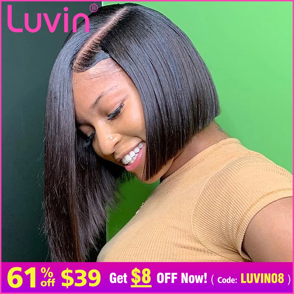 Preise Luvin Gerade 13x4 Kurzen Bob Spitze Front Menschliches Haar Perücken Brasilianische 360 Spitze Frontal Perücke Pre Gezupft Mit baby Haar freies verschiffen