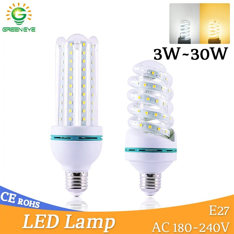 Светодиодная лампа E27 E14 светодиодные лампы 30 Вт 20 16 12 9 5 2835SMD 220 В переменного тока