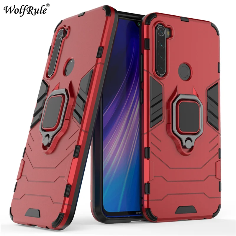 Red Redmi Note 8T чехол для телефона TPU Жесткий PC для Xiaomi Redmi Note 8T чехол с кольцом-держателем Магнитный бронированный чехол Redmi Note 8T 6,3" - Цвет: Red