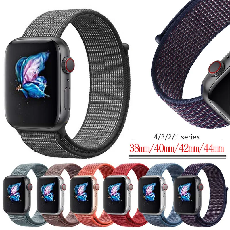 

Loop nylon band for apple watch strap 38mm 42mm 40mm 44mm 1 2 3 4 woven nylon band strap for iWatch 4 pattern bracelet watchband