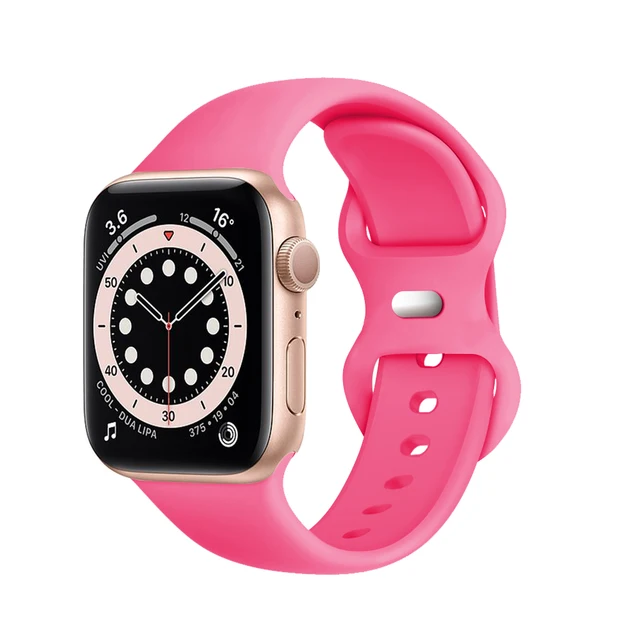 Silicone Sport Band For Apple Watch Series Se 6 543 44mm 40mm Smart Bracelet Watchband Pin Tuck Strap on iWatch 7 38mm 42mm 41mm 13 Barbie powder