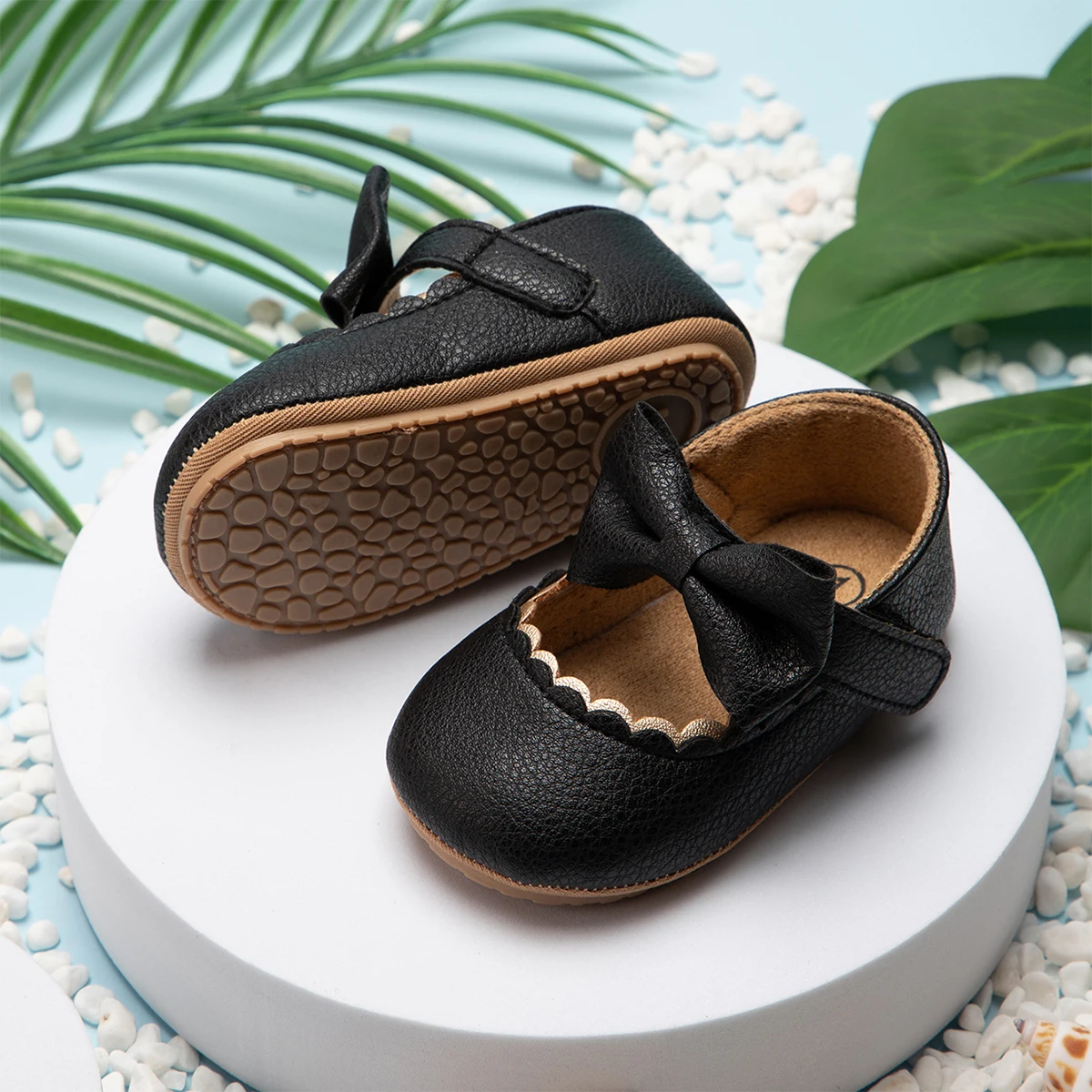 KIDSUN Baby Casual Shoes Infant Toddler Bowknot Non-slip Rubber Soft-Sole Flat PU First Walker Newborn Baby Girl Accessories