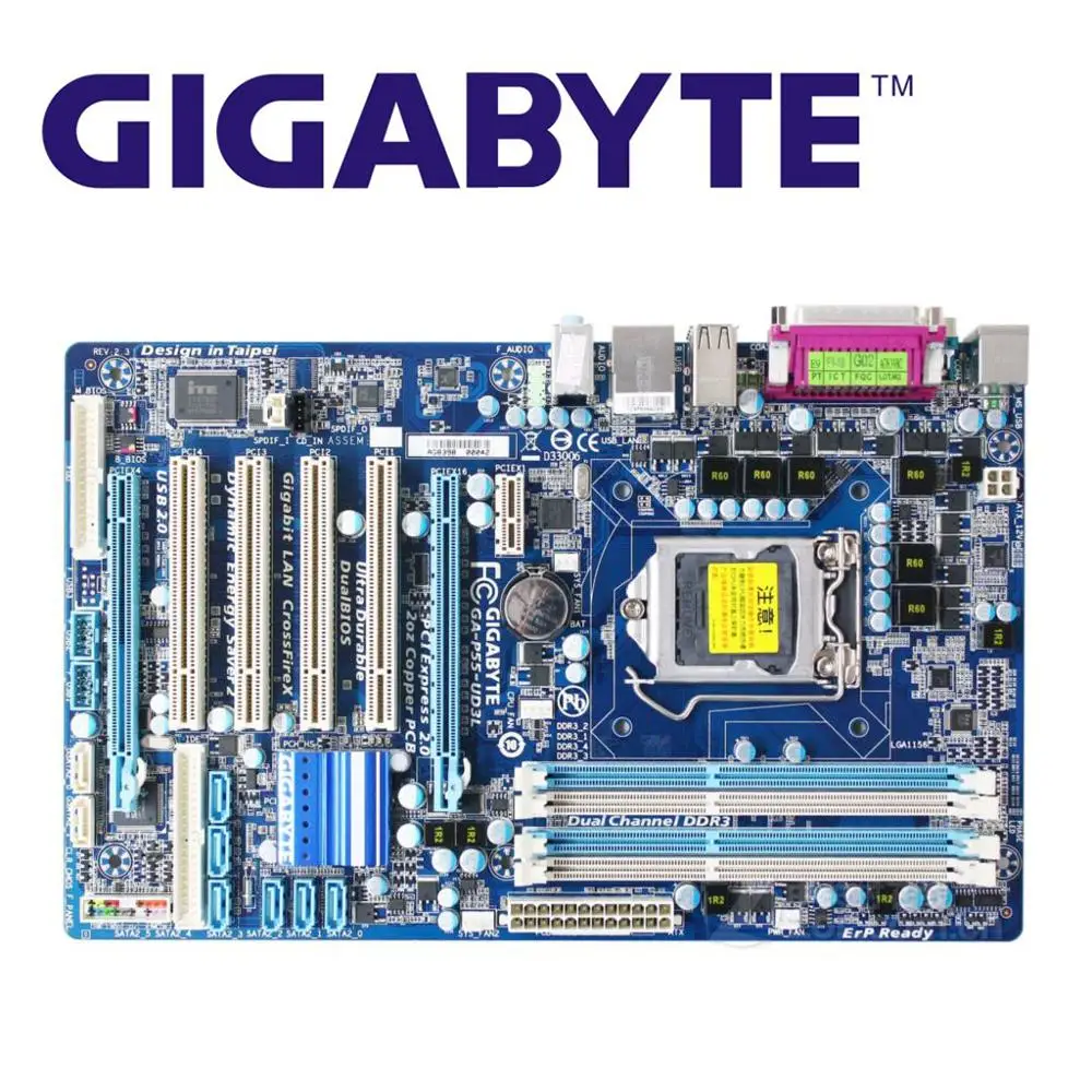 LGA 1156 для Intel DDR3 Gigabyte GA-P55-UD3L, оригинальная материнская плата для настольных ПК, материнская плата CORE i7 i5 P55 UD3L DDR3 H55, б/у платы
