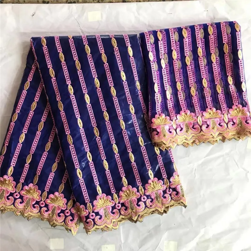 Новое поступление африканская Базен riche ткань с бисером шнур кружевная ткань морская парча ткань для свадьбы KY101406