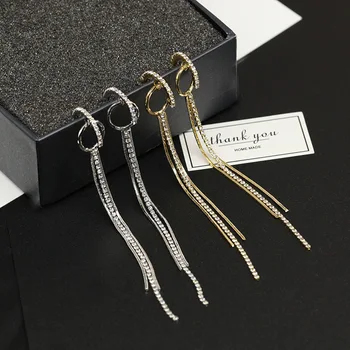 

Fashion temperament wild long chain tassel earrings Korean version of the super fairy