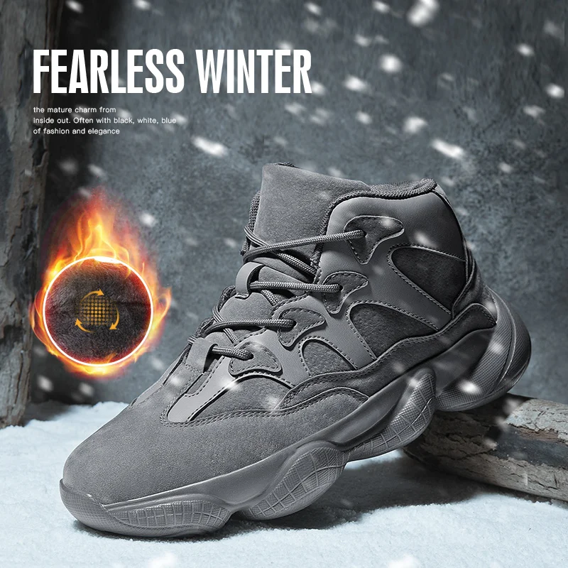 

Winter Men Running Shoes Plus velvet Keep Warm Snow Boots Cotton-padded Shoes Outdoor Antiskid Sport Walking Shoes Zapatillas