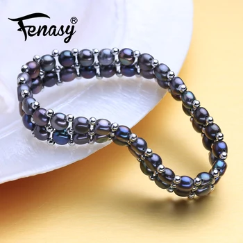 

FENASY Multi layered Pearl Bracelet Tube Fashion Natural Freshwater Pearl Bracelet Pearl Adjustable Bangle For Women Jewelry