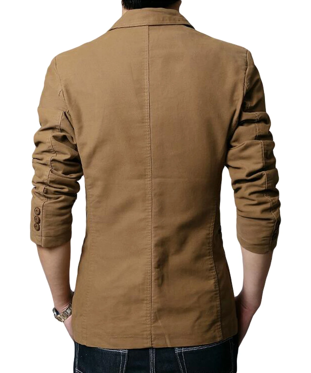 YUNCLOS Мужская куртка повседневный блейзер цвета хаки одноцветная с длинным