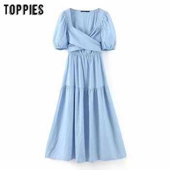 

summer long dress sexy v-neck party dress women short sleeve slim a-line vestidos sweet back bow