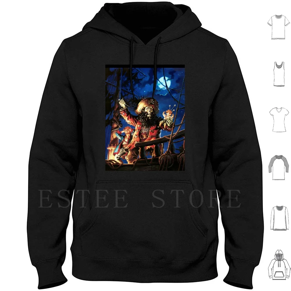 Monkey Island 2 Lechuck'S Revenge (Alto Contrasto) Felpe Con Cappuccio Manica Lunga Monkey Island Lechuck Revenge Monkey Island