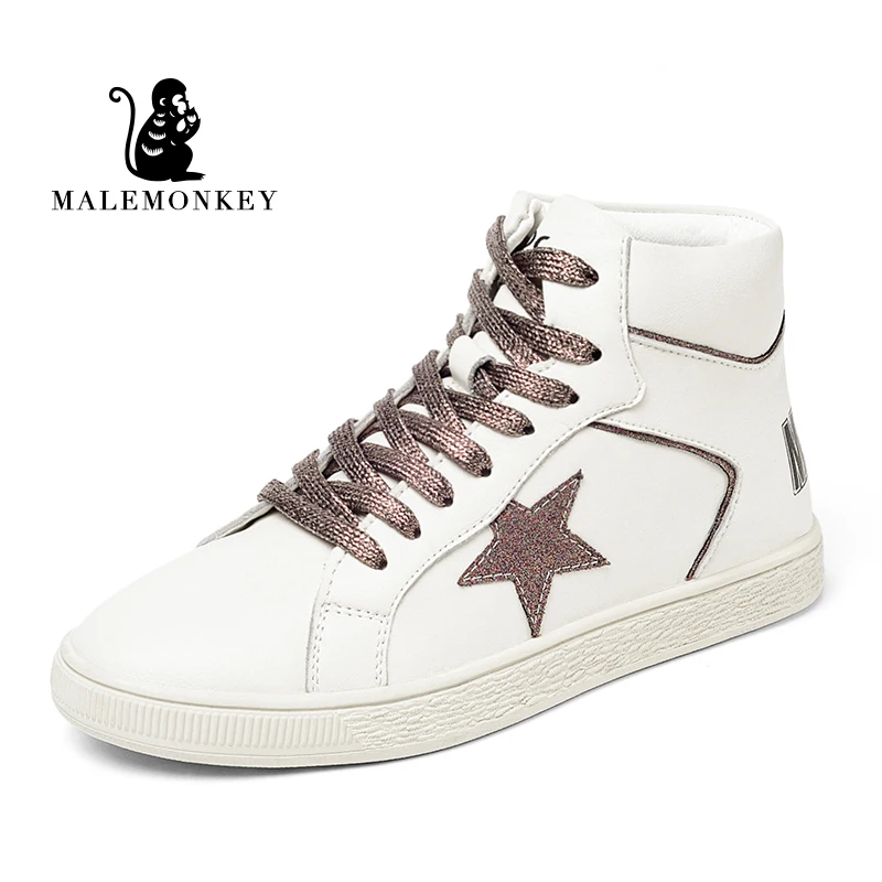 Malemonkey/ г., Size35-40-зимняя женская обувь с высоким берцем легкая повседневная обувь на толстой подошве женская обувь на плоской подошве - Цвет: Brown