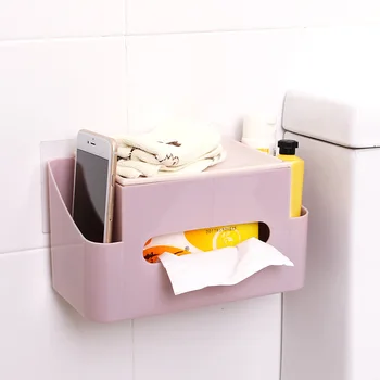 

Japanese creative living room multi-functional desktop carton rack household bathroom wall-mounted tissue box plastic storage