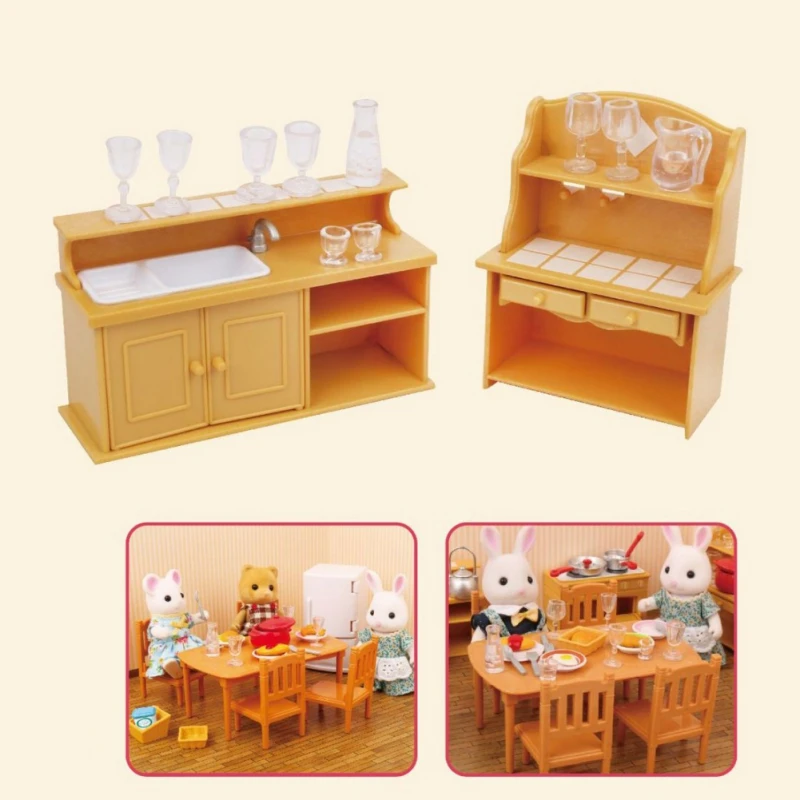 Forest Family Bedroom Furniture Set Rabbit Animal Miniature Dollhouse Beds 1:12 Furniture For Dolls Pretend Play Toys Girls Gift 3