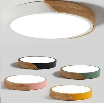 

Nordic Oak Dimmable Led Ceiling Lights Living Room Round Multicolor Alloy Led Ceiling Lamp Bedroom Led Ceiling Light Fixture