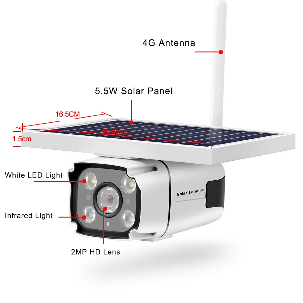 Охранная Камера видеонаблюдения беспроводная Солнечный ИП камера для наблюдения 1080P HD Пуля ИК Ночное видение Солнечная приведенная в