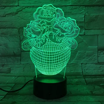 

3D Lamp The Vase Battery Powered Color Changing with Remote Touch Sensor Visual Light Effect Dropshipping Led Night Light Lamp