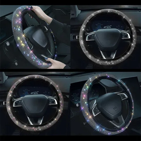 37 38cm Car SUV Car Steering Wheel Cover Universal Colorful Crystal