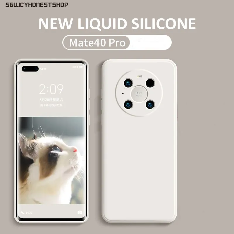 Custodia In Silicone Liquido Morbido Con Bordo Quadrato Di Lusso Per Huawei P40 P30 Pro Cover Antiurto Tinta Unita Per Custodie Huawei Mate 30 40 Pro