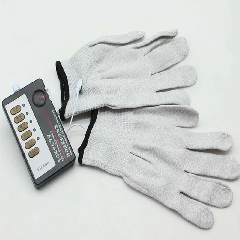 1.0 Pair Electric Shock Hand Glove Adult Sex Toys For Couples Flirting Accessory Games Soft Cotton Massage Body Relation | Красота и