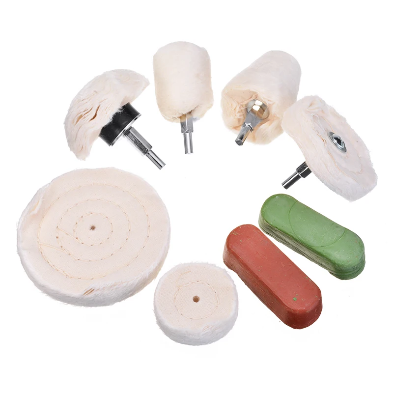 9pcs Car Auto Polishing Cotton Set Polishing Heads Paste Rims Chrome