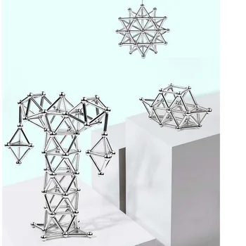 

83pcs Magnet Building Blocks Construction Set 48 magnetic sticks 35 non-magnetic ball Puzzle Stacking Game Sculpture Desk Toys