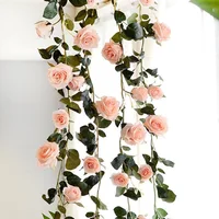 Zijde Kunstmatige Rose Wijnstok Opknoping Bloemen Voor Wanddecoratie Rotan Nep Planten Bladeren Guirlande Romantische Bruiloft Woondecoratie