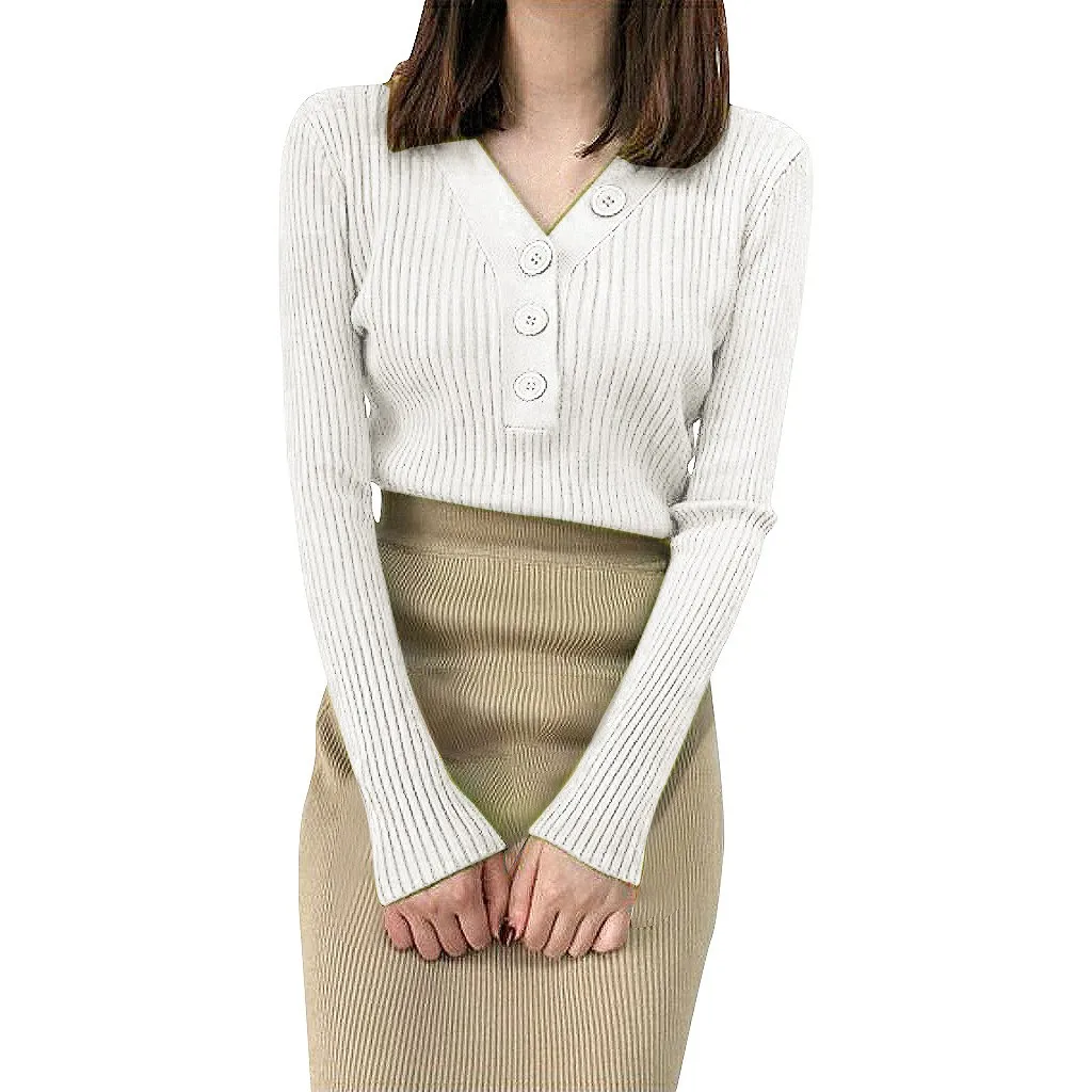 

V Neck Sweater Female Autumn Winter Fashion Korean Knitted Jumper For Women Ladies Pullover Tricot Pull Femme Hiver Truien