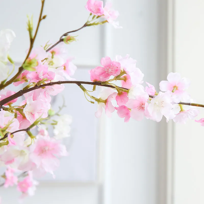 2 piezas de flores de cerezo de seda искусственные растения árboles ramas ramo de novia Отель de boda; decoración de flores falsas