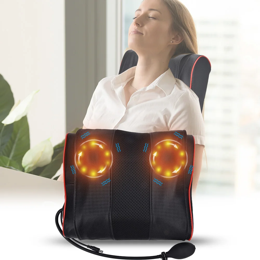 

Electric Massage Pillow Lumbar Spine Traction Cushion Infrared Heating Shiatsu Massageador Neck Shoulder Back Body Relax Massage
