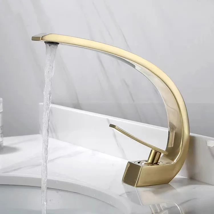 

Single handle hot and cold waterfall faucet mound basin modern bathroom