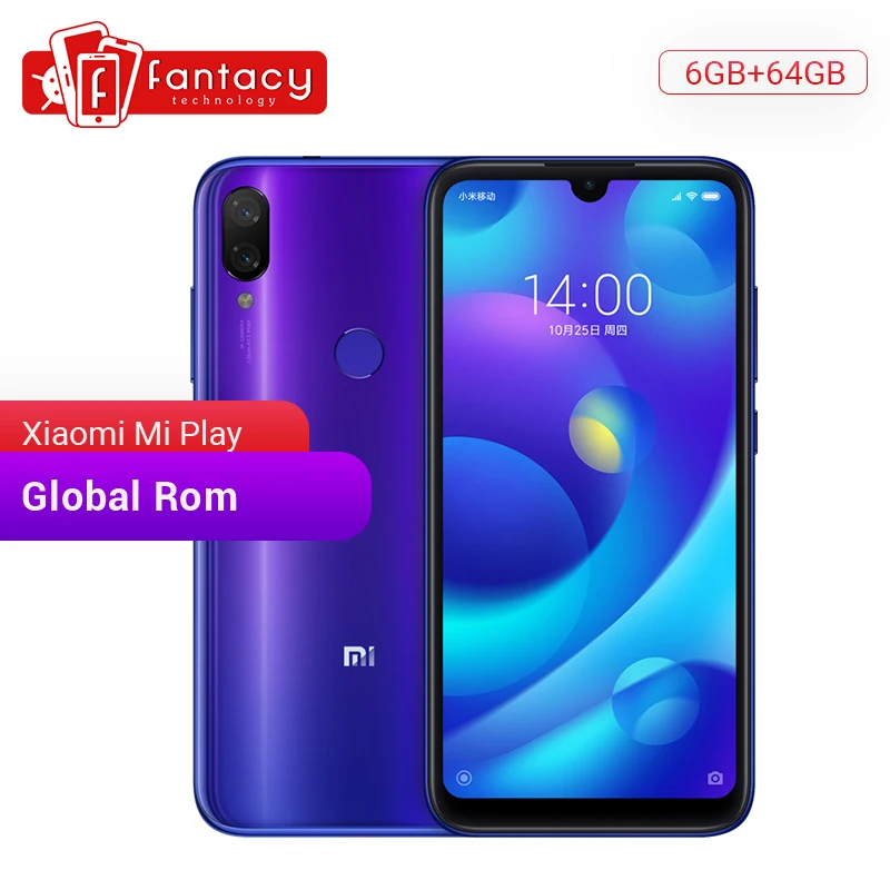 

Global Rom Xiaomi Mi Play 6GB RAM 64GB ROM 5.84'' FHD Display MTK Helio P35 Octa Core 12MP Dual Cameras Mobile Phone CE OTA