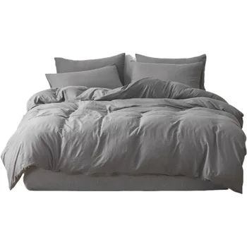 

New Soft Washed Cotton Solid color Bedding set Family size Duvet Cover 3Pcs Set Bed Pillowcases Twin Queen King Size Quilt Cover